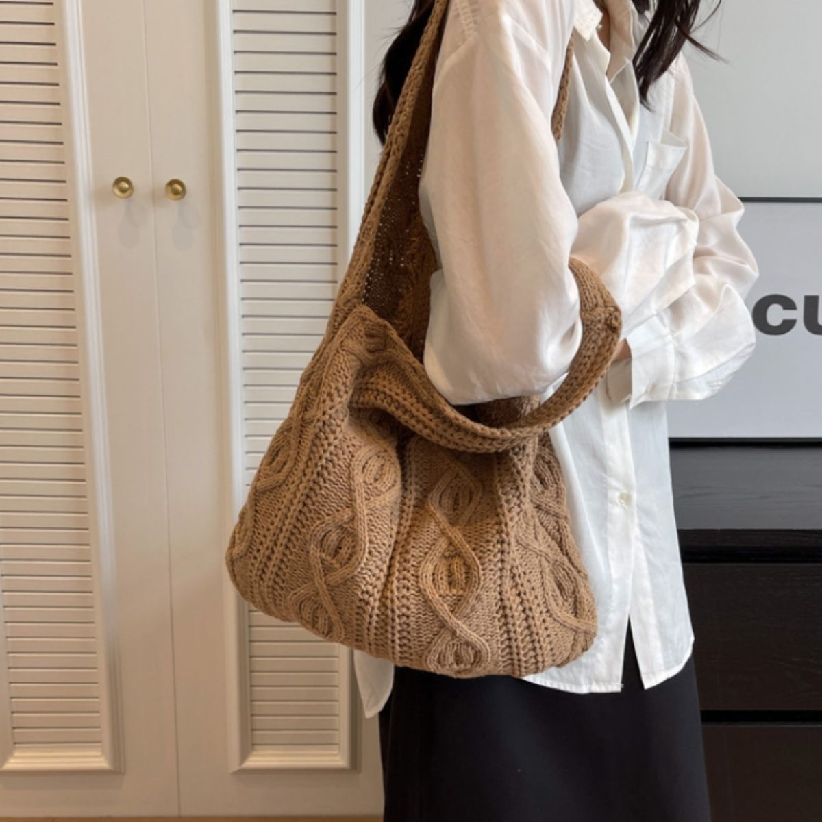 Bag/ケーブル編みニットバッグ ST/No.26052