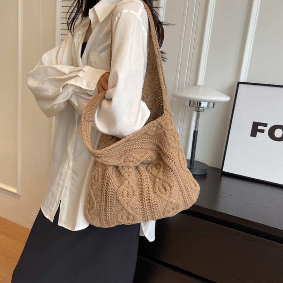 Bag/ケーブル編みニットバッグ ST/No.26052