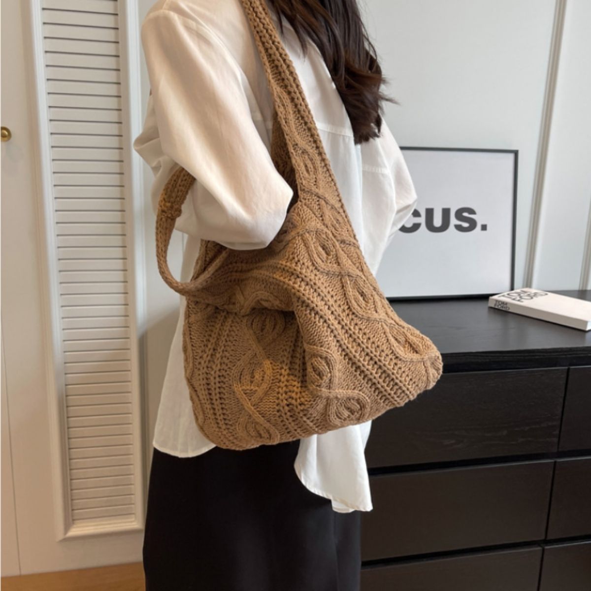 Bag/ケーブル編みニットバッグ ST/No.26052