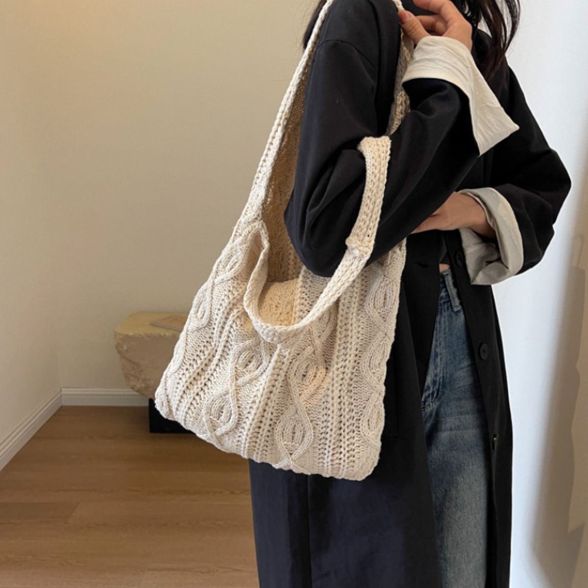 Bag/ケーブル編みニットバッグ ST/No.26052