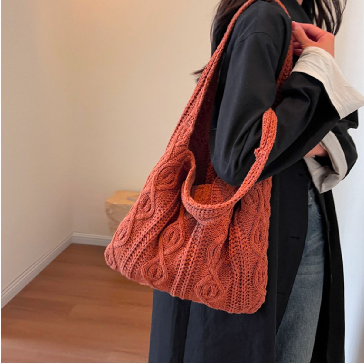 Bag/ケーブル編みニットバッグ ST/No.26052