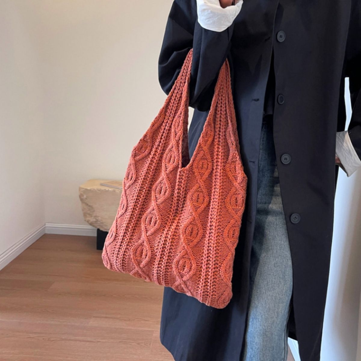 Bag/ケーブル編みニットバッグ ST/No.26052