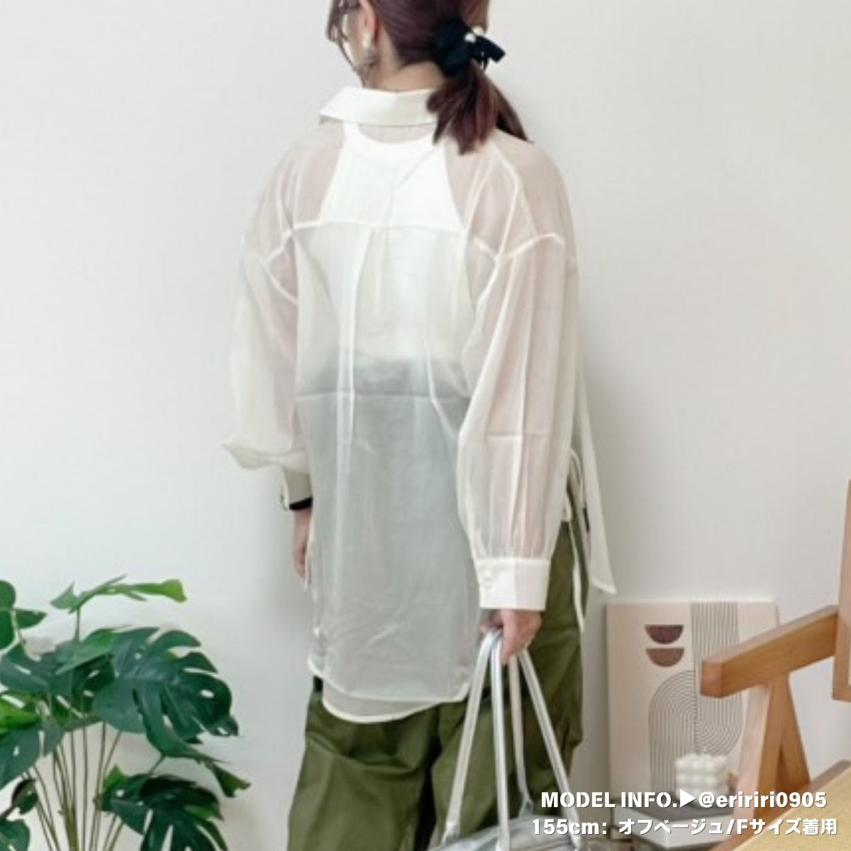 Tops/ シアーシャツ 脇リボン ST/No.27261