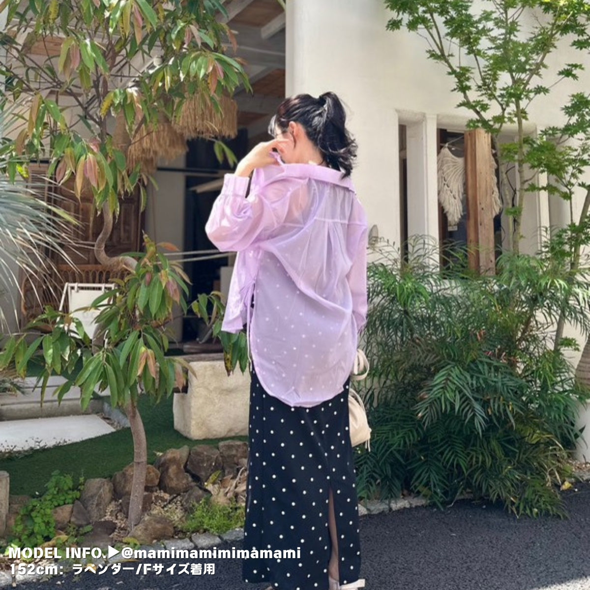 Tops/ シアーシャツ 脇リボン ST/No.27261