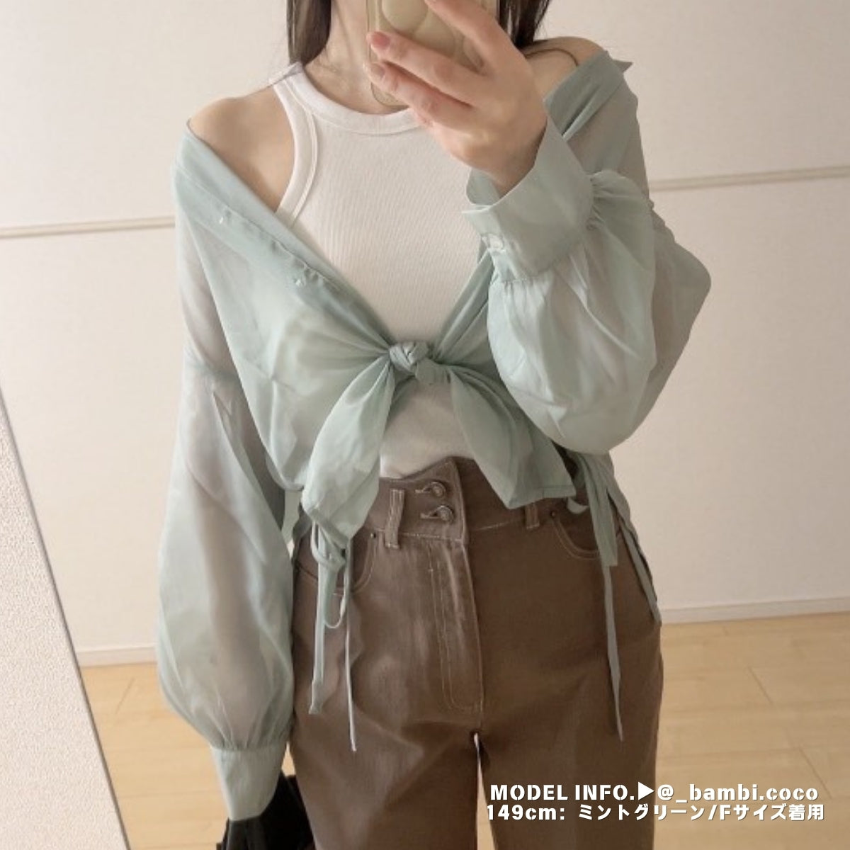 Tops/ シアーシャツ 脇リボン ST/No.27261