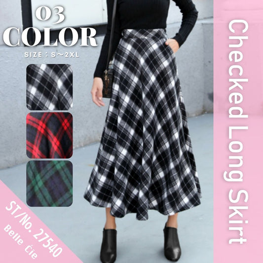 Skirt/チェック柄フレアロングスカート ST/No.27540