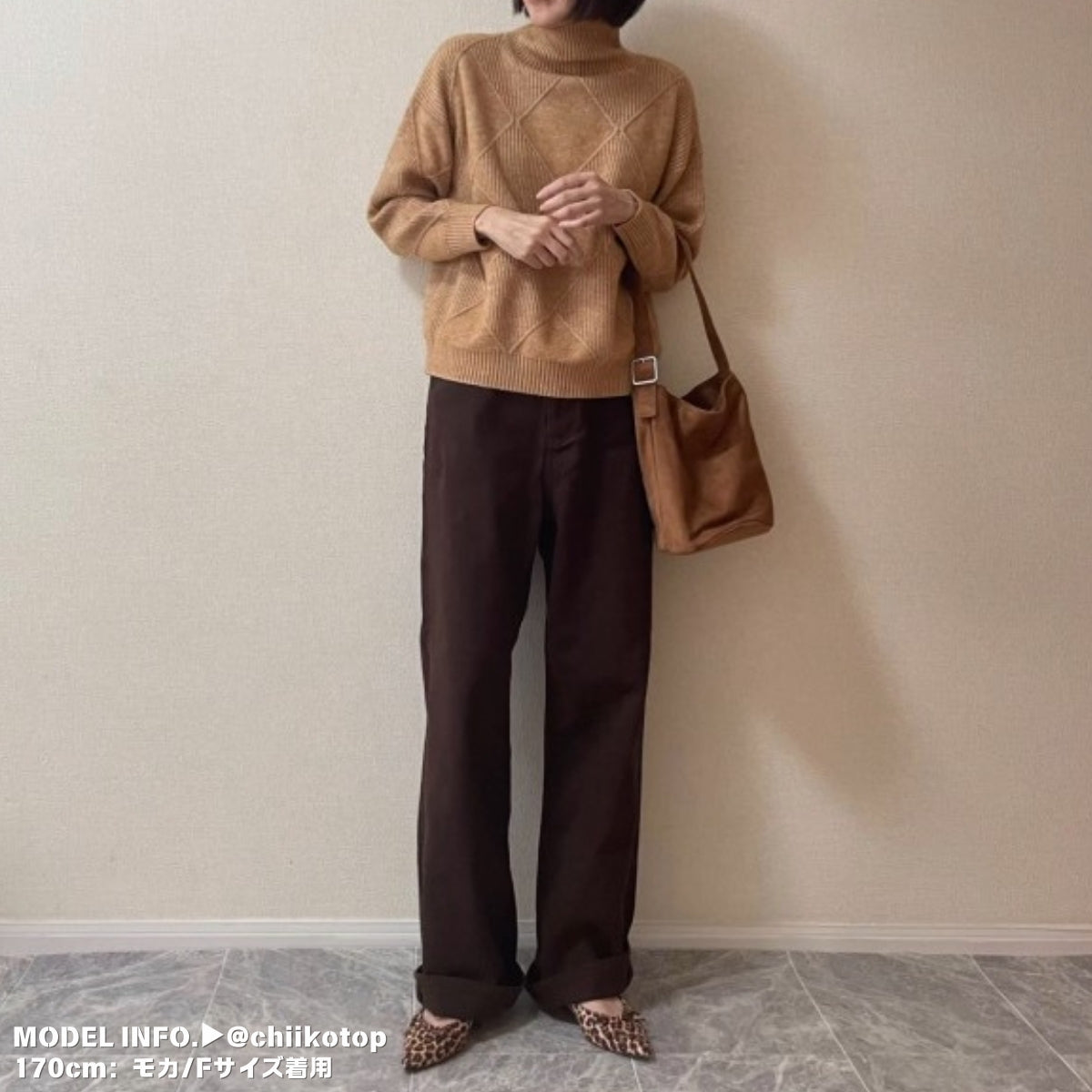 Knit/ダイヤ柄ハイネックニットトップス ST/No.27789