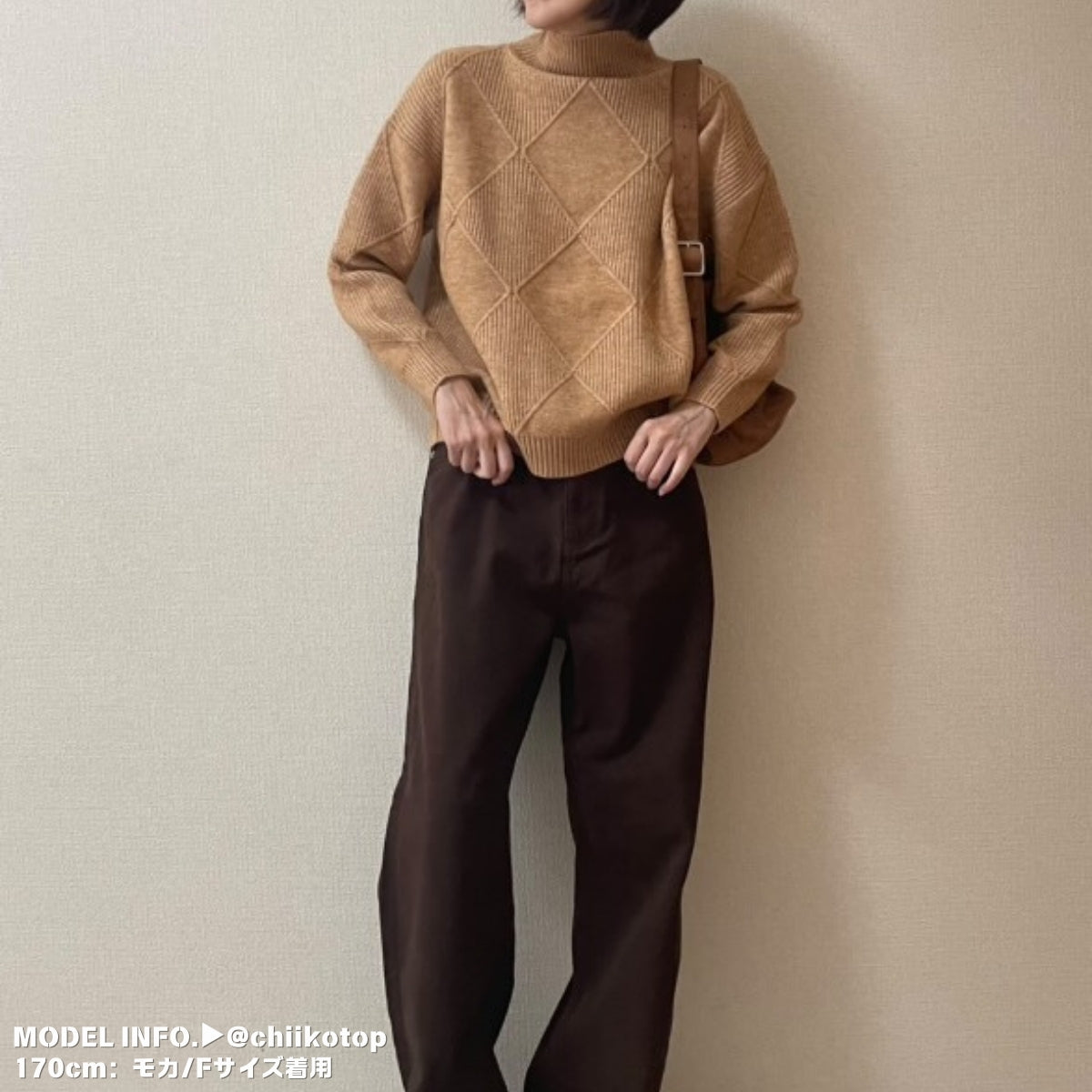 Knit/ダイヤ柄ハイネックニットトップス ST/No.27789