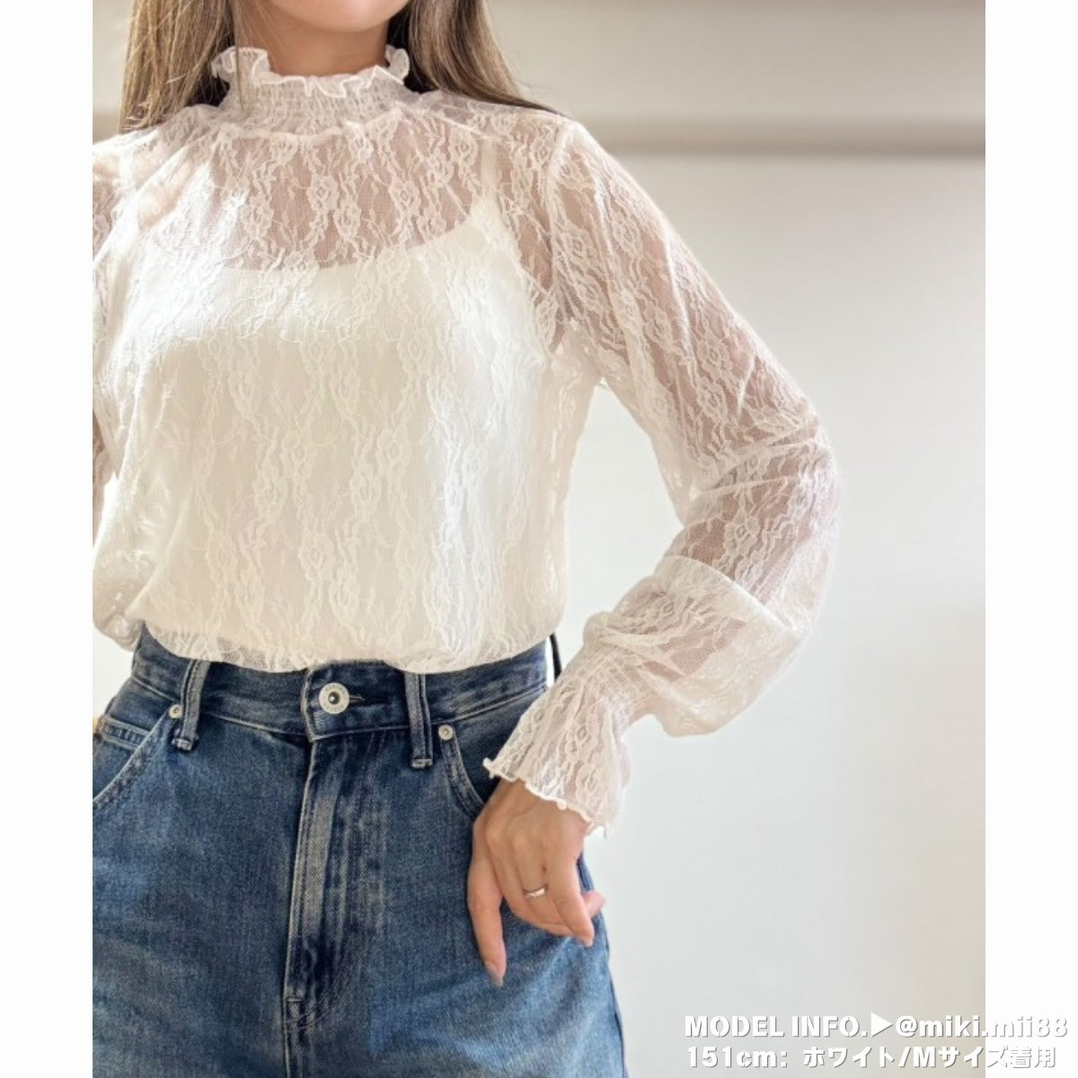 Blouse/ハイネックシアー小花長袖トップス ST/No.27828