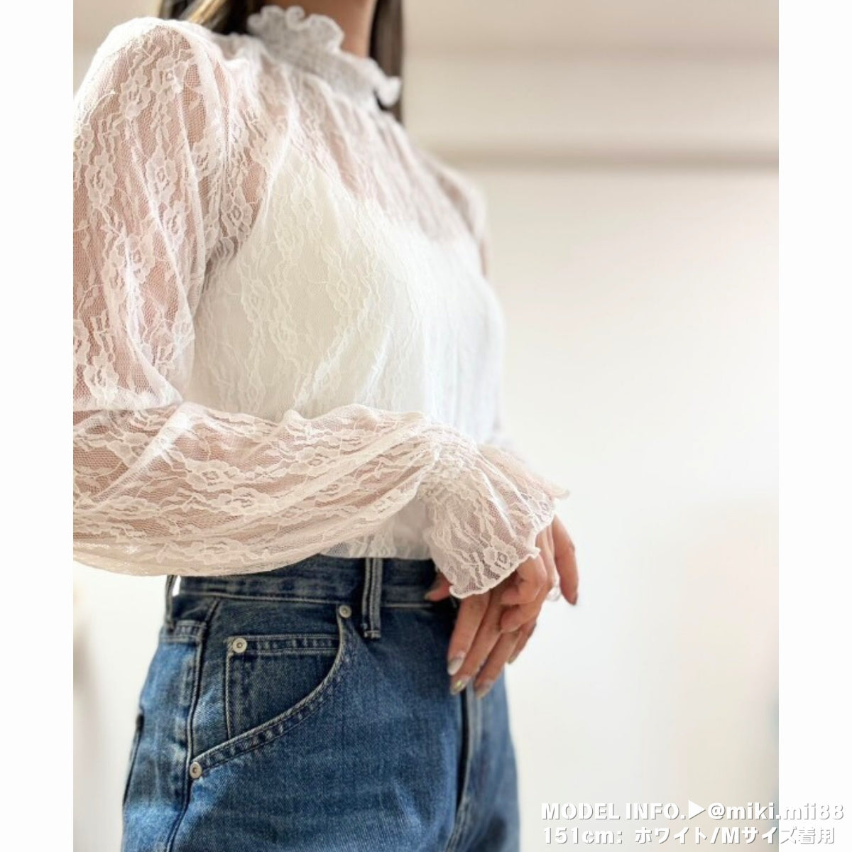 Blouse/ハイネックシアー小花長袖トップス ST/No.27828