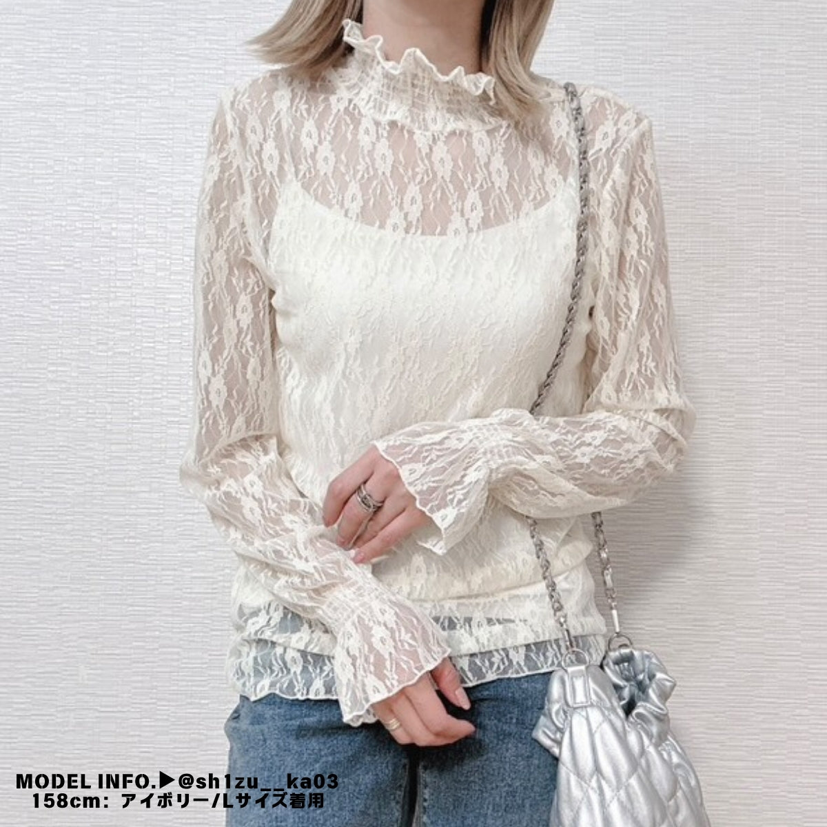 Blouse/ハイネックシアー小花長袖トップス ST/No.27828
