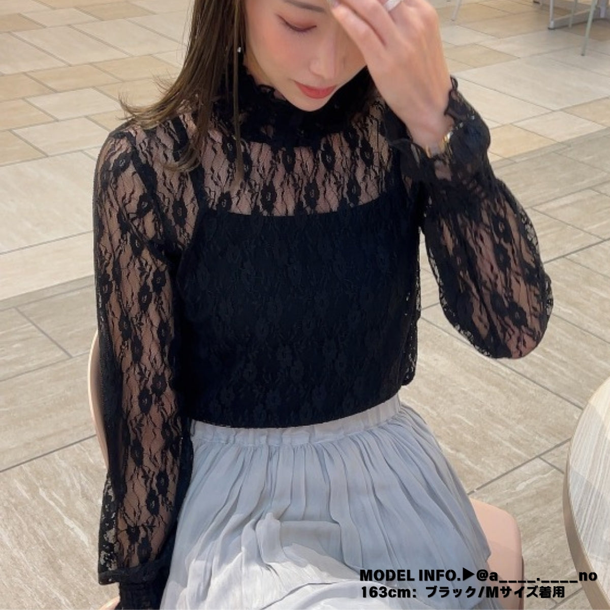 Blouse/ハイネックシアー小花長袖トップス ST/No.27828