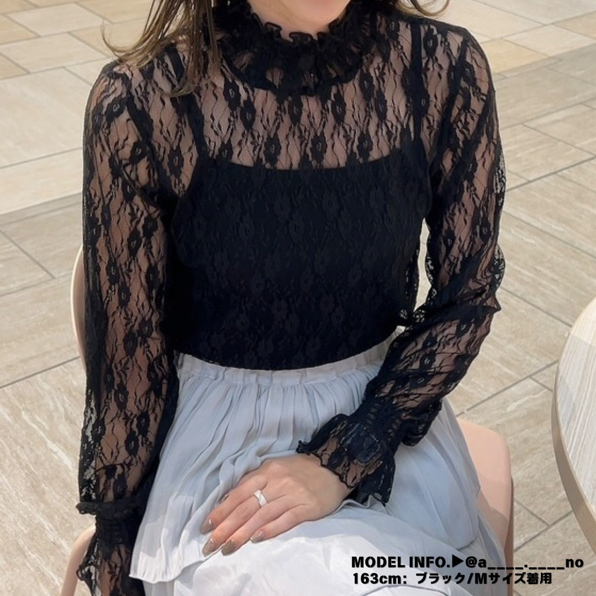 Blouse/ハイネックシアー小花長袖トップス ST/No.27828