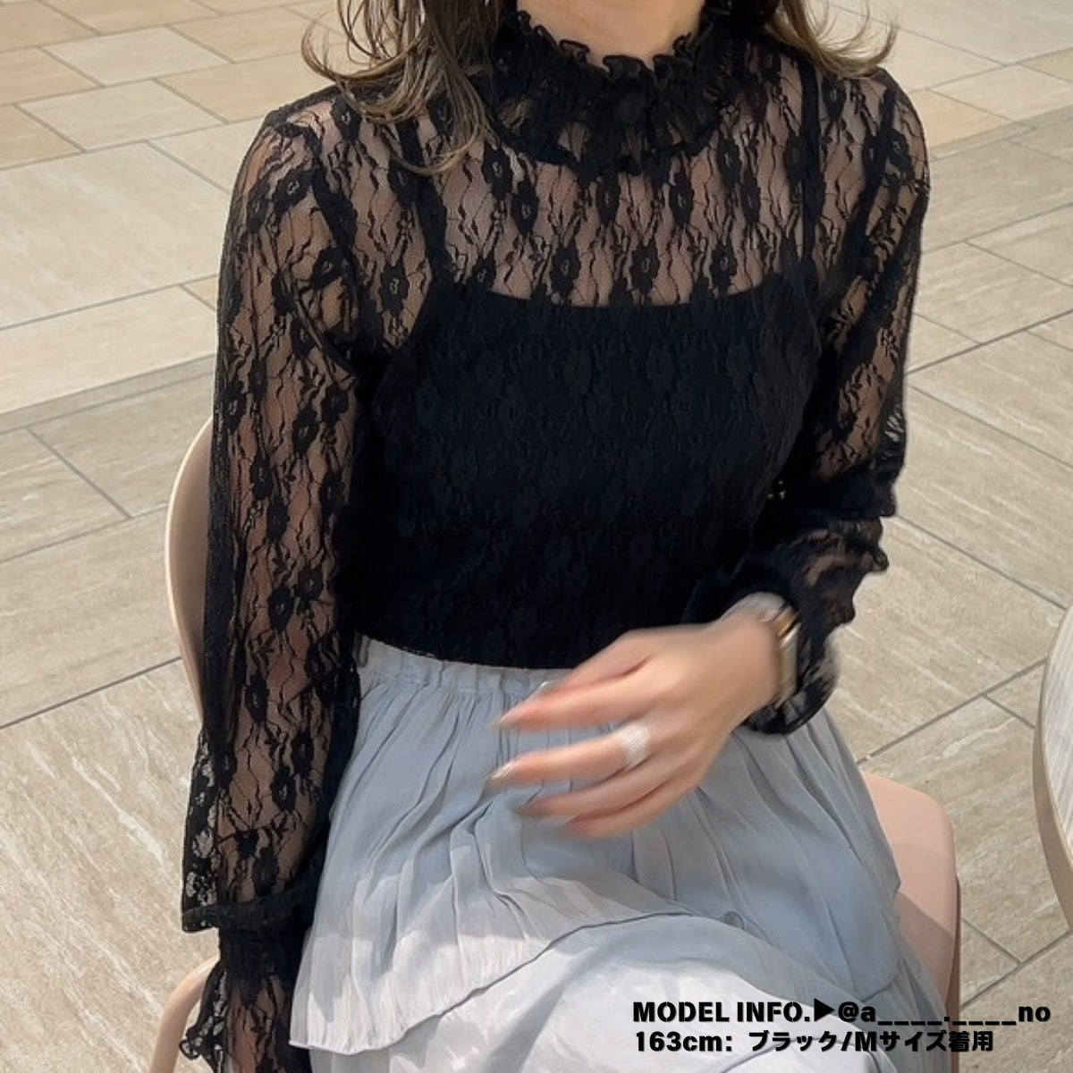 Blouse/ハイネックシアー小花長袖トップス ST/No.27828