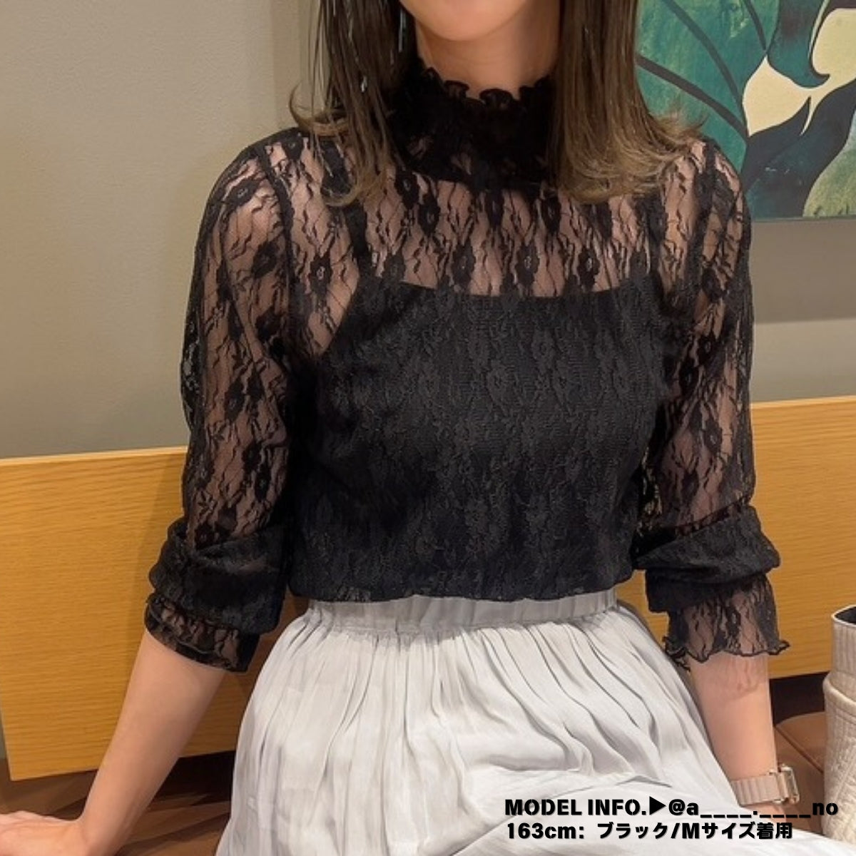 Blouse/ハイネックシアー小花長袖トップス ST/No.27828