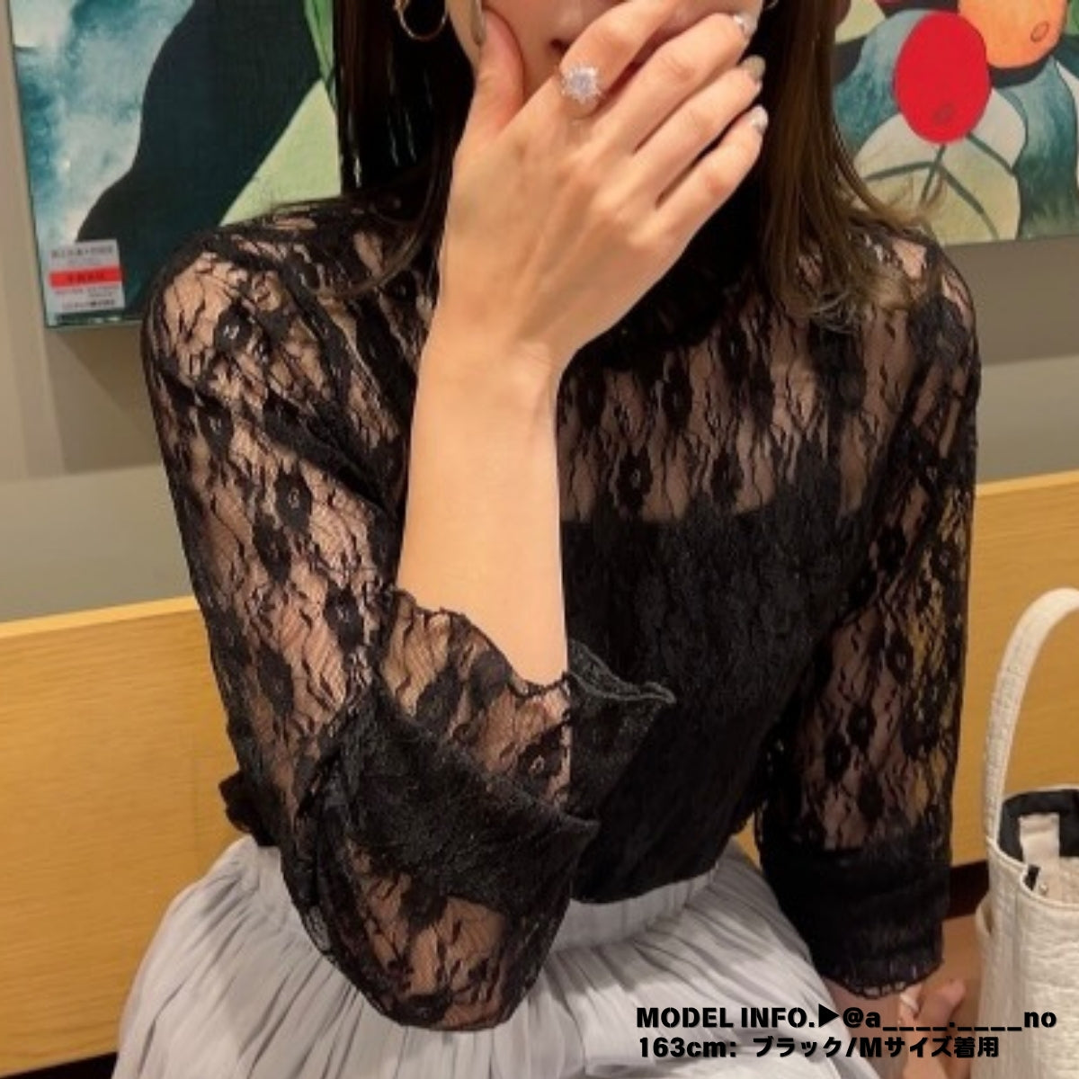 Blouse/ハイネックシアー小花長袖トップス ST/No.27828