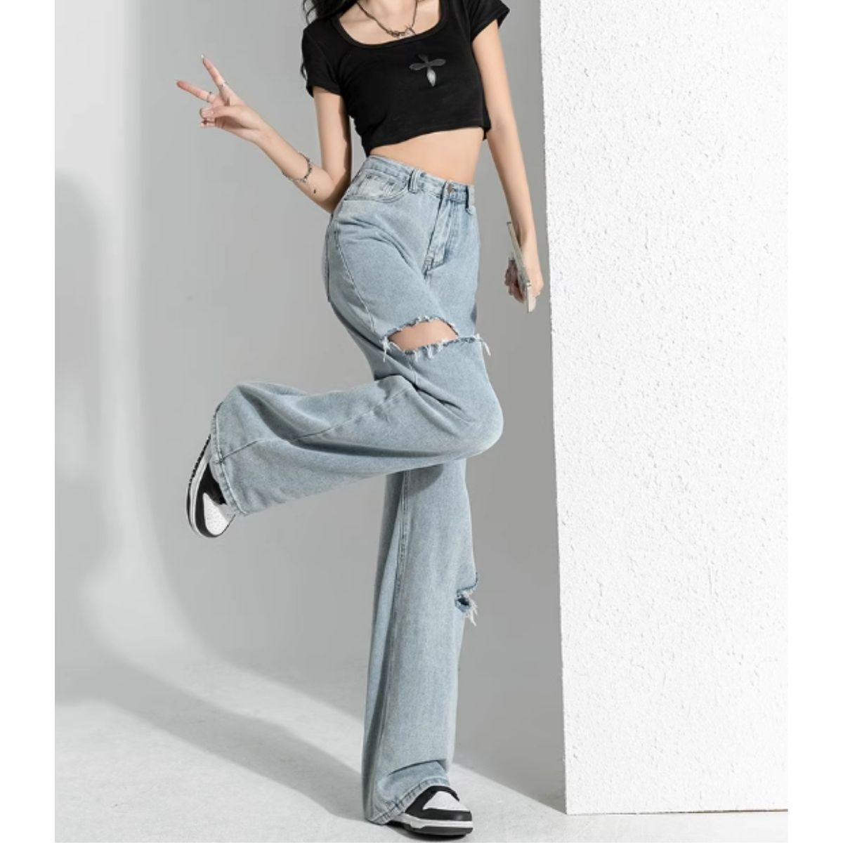 Pants/サイドカットダメージワイドパンツ ST/No.27903