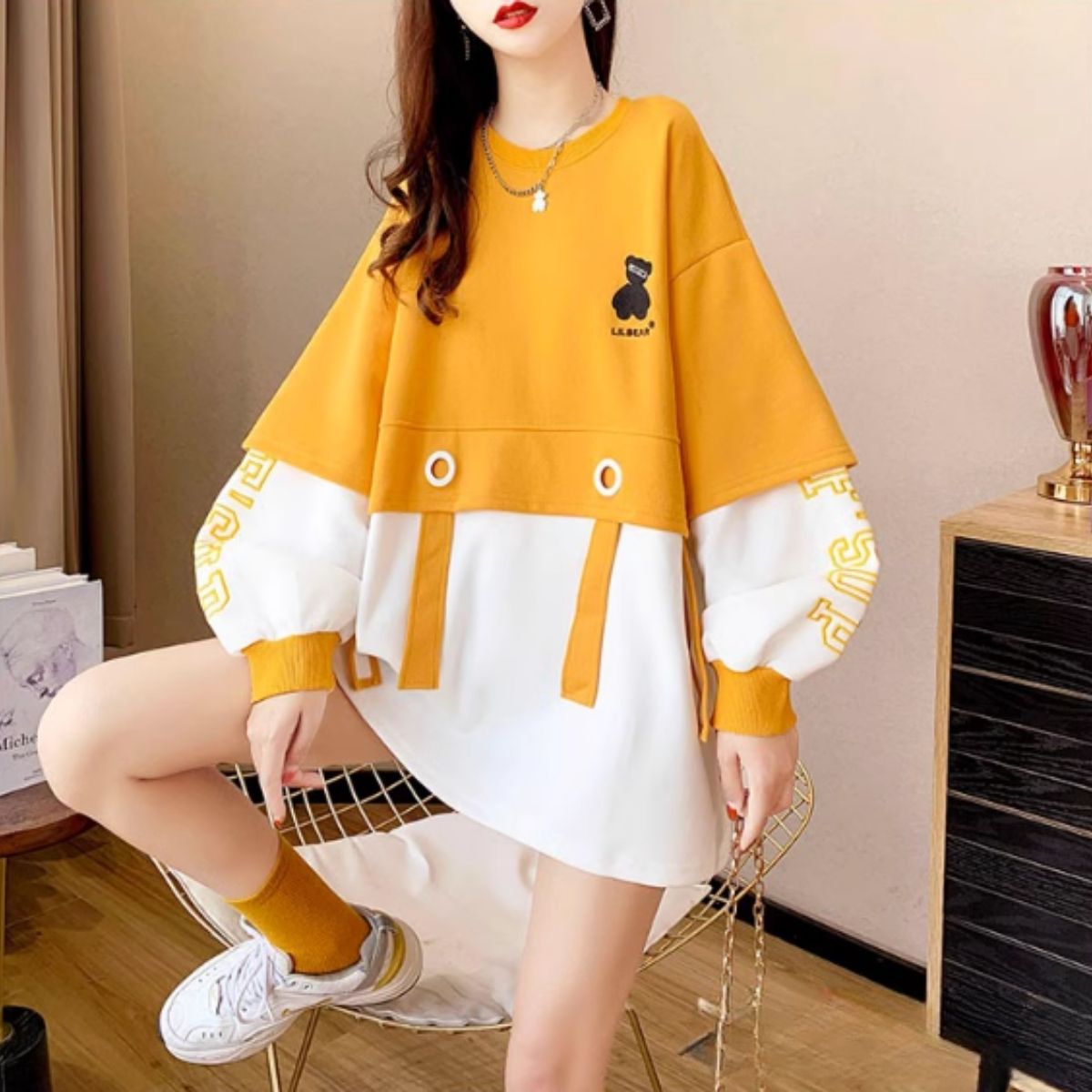 Tops/バイカラーワンポイントトレーナー ST/No.27966