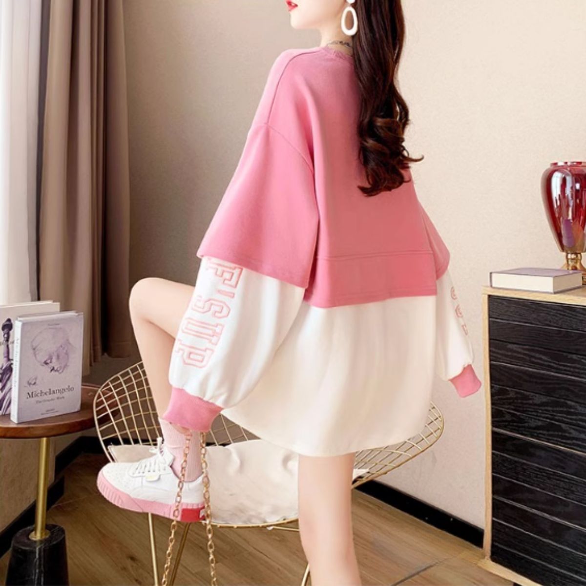 Tops/バイカラーワンポイントトレーナー ST/No.27966