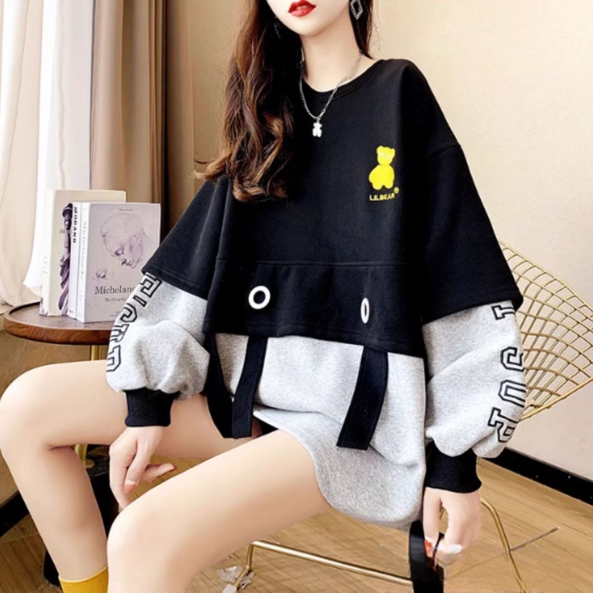 Tops/バイカラーワンポイントトレーナー ST/No.27966