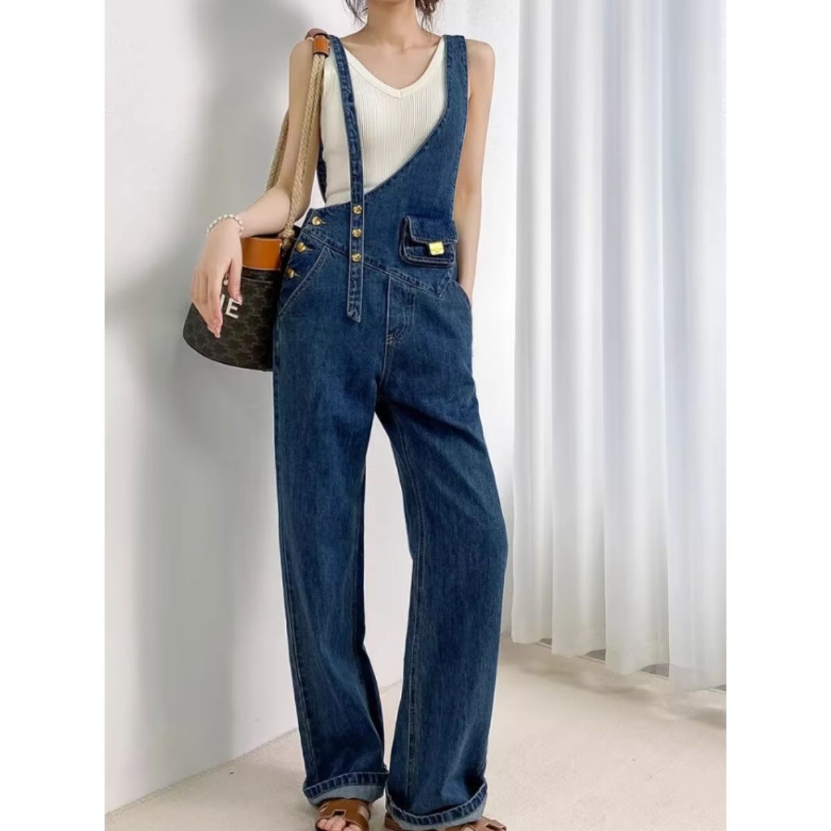 Overalls/アシメショルダーデニムサロペット ST/No.27999