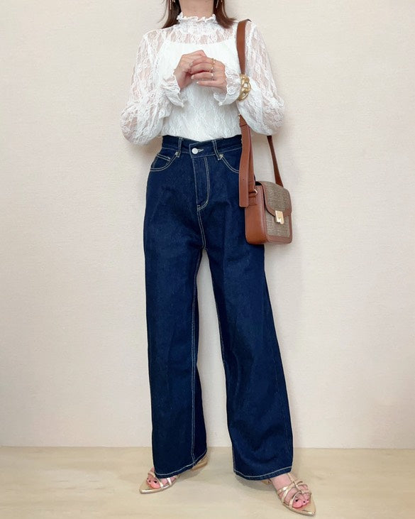 Blouse/ハイネックシアー小花長袖トップス ST/No.27828