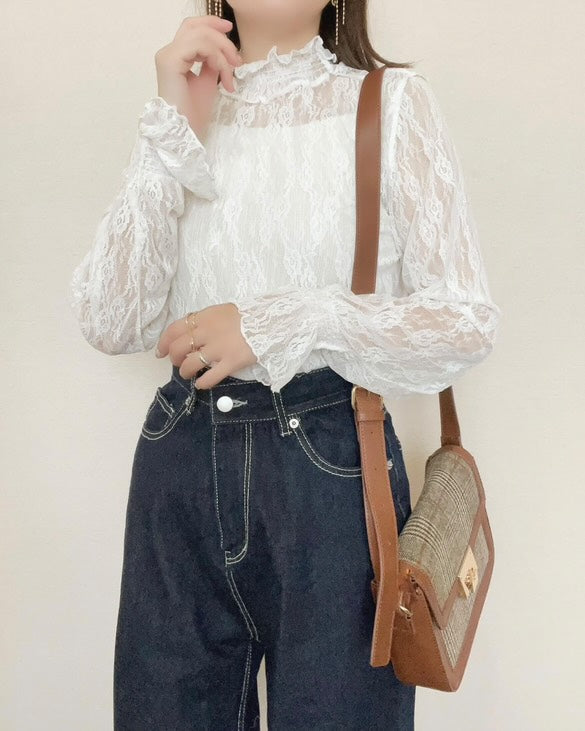Blouse/ハイネックシアー小花長袖トップス ST/No.27828
