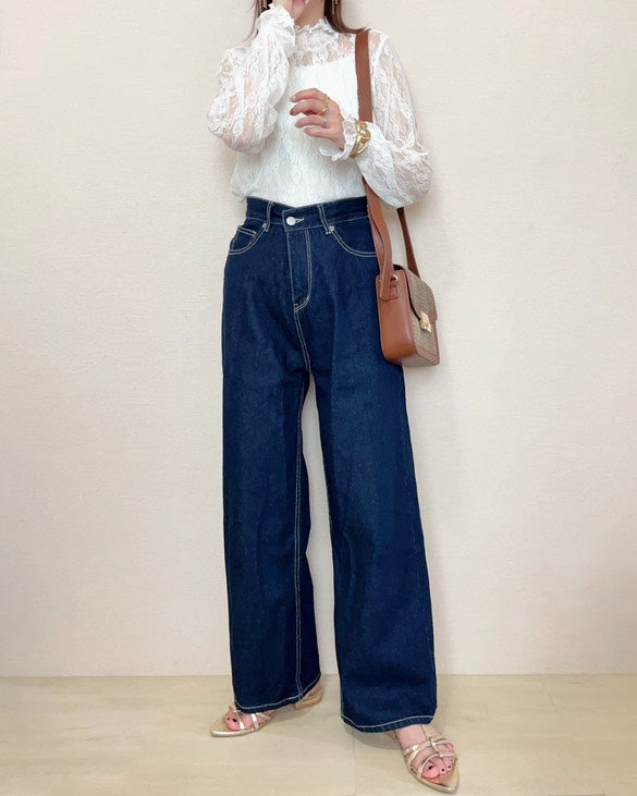 Blouse/ハイネックシアー小花長袖トップス ST/No.27828