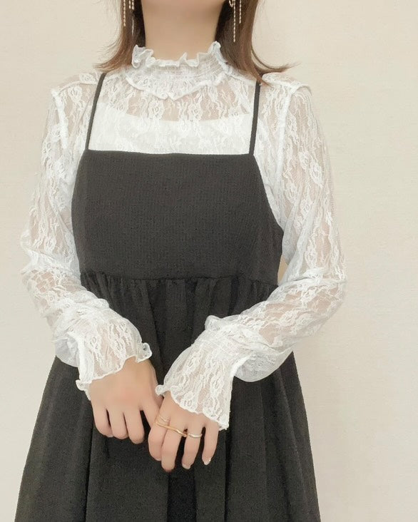 Blouse/ハイネックシアー小花長袖トップス ST/No.27828