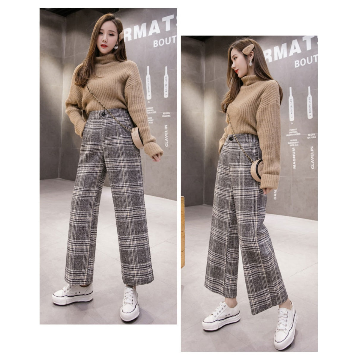 Pants/ フェイクツイード チェックワイドパンツ ST/No.27239