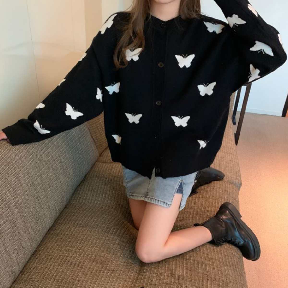 Knit/バタフライジャカードニットカーディガン ST/No.27375