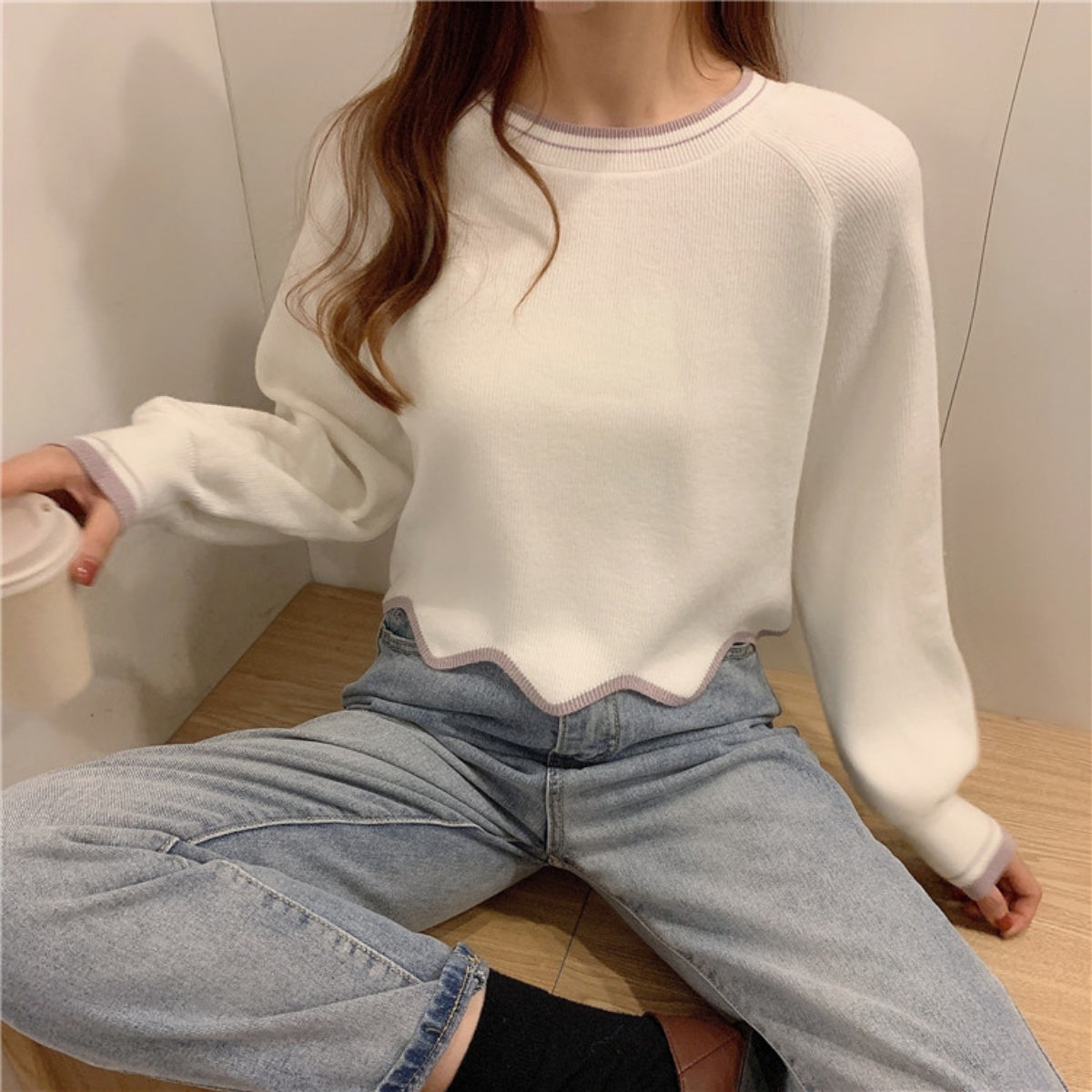 Tops/ スカラップニットトップス ST/No.27228