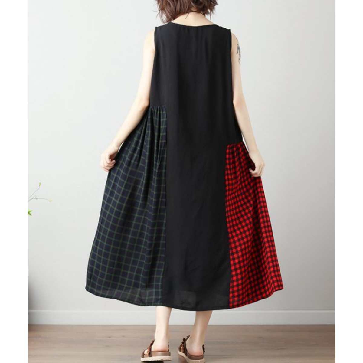 Dress/ チェック配色 マキシワンピース ST/No.27282