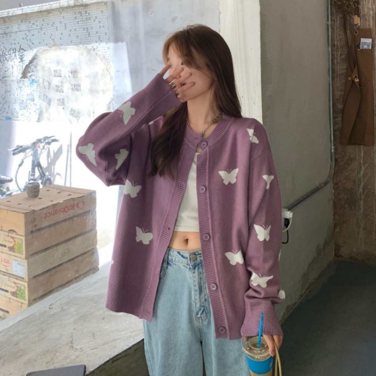 Knit/バタフライジャカードニットカーディガン ST/No.27375