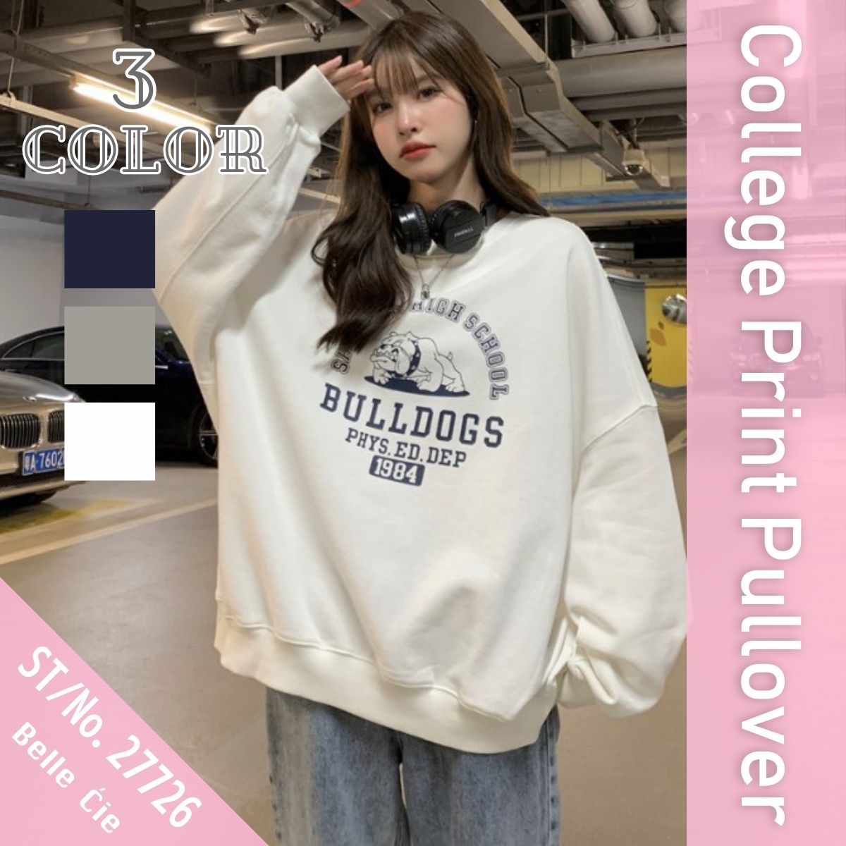 Tops/カレッジプリントスウェットロンT ST/No.27726