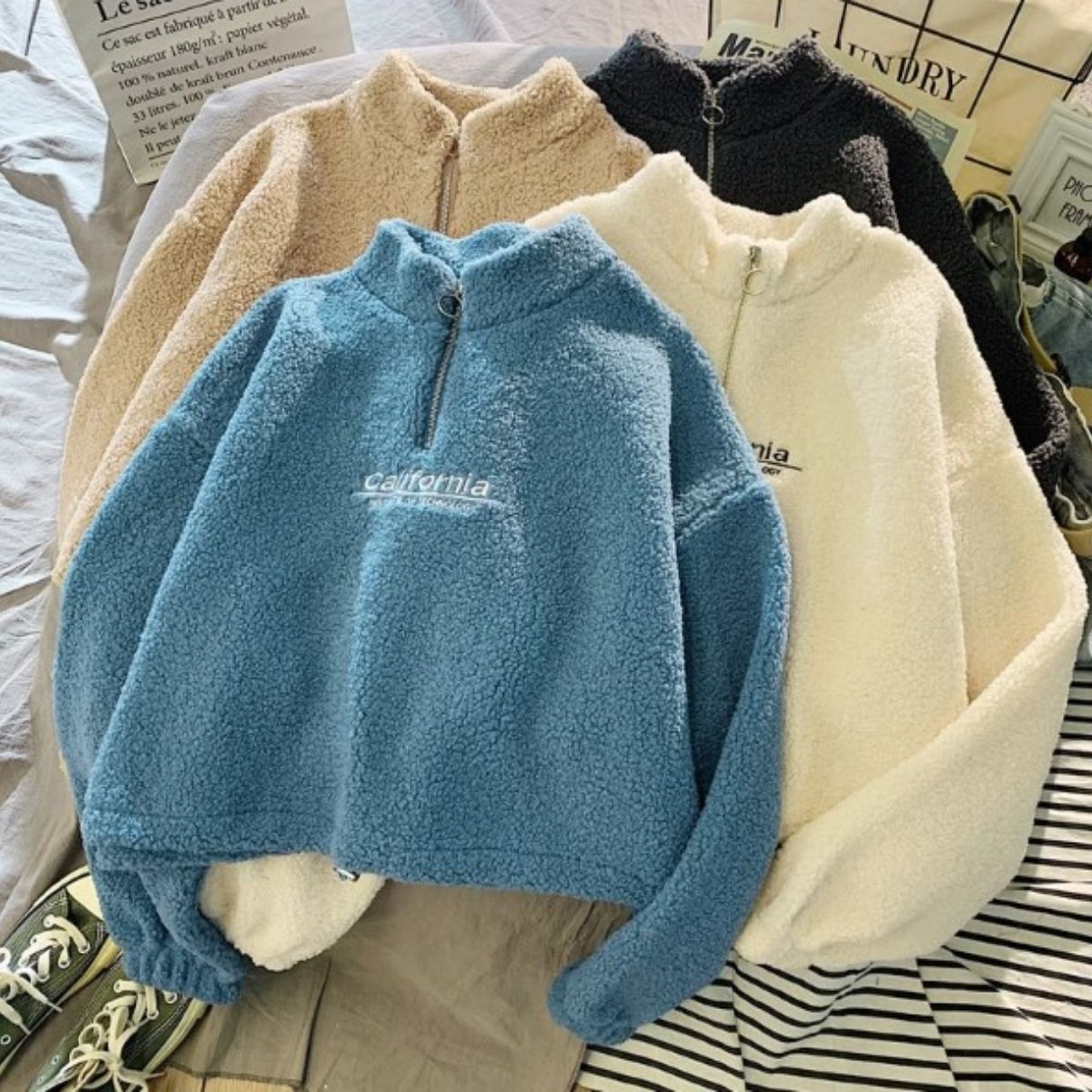 Tops/シープボアハーフジップトップス ST/No.27782