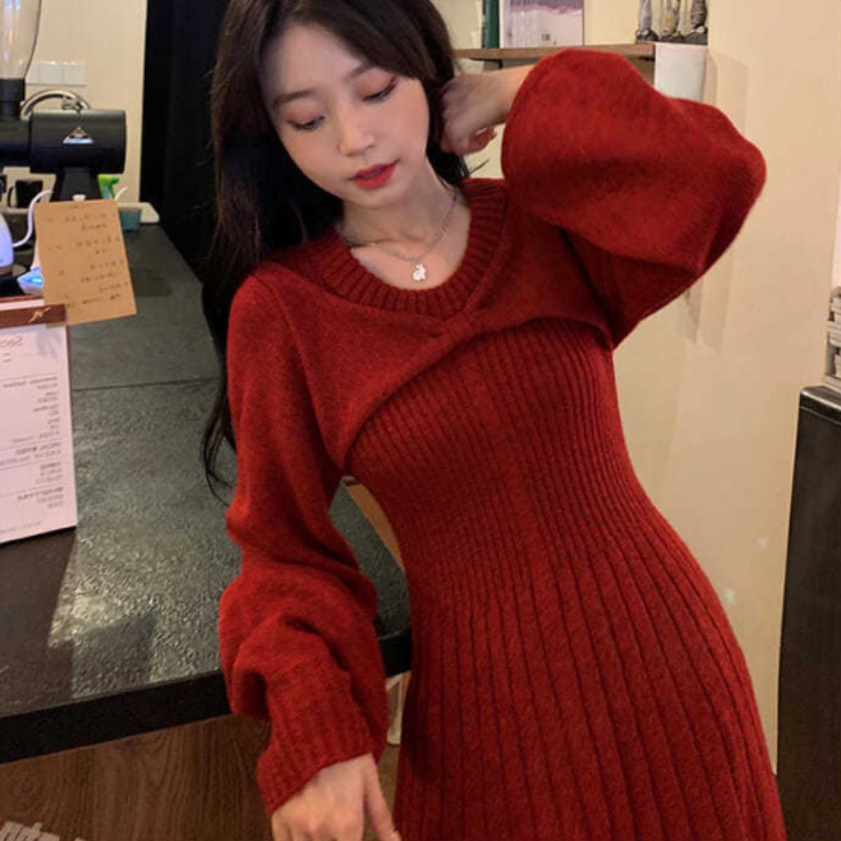 Dress/リボンニットワンピース ST/No.27799