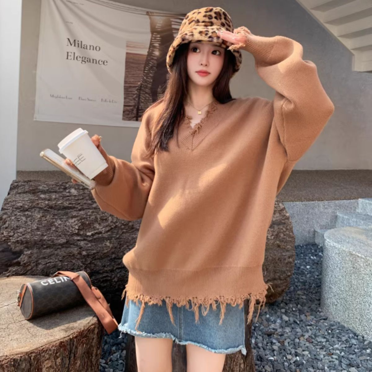Knit/ダメージ加工Vネックニット ST/No.27814