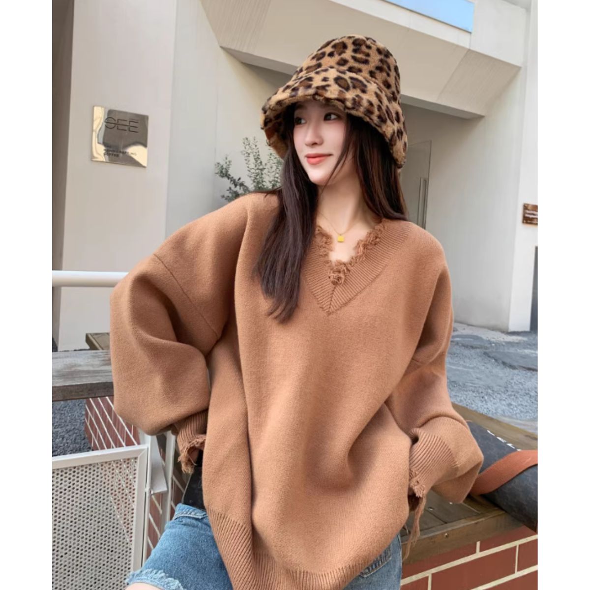 Knit/ダメージ加工Vネックニット ST/No.27814