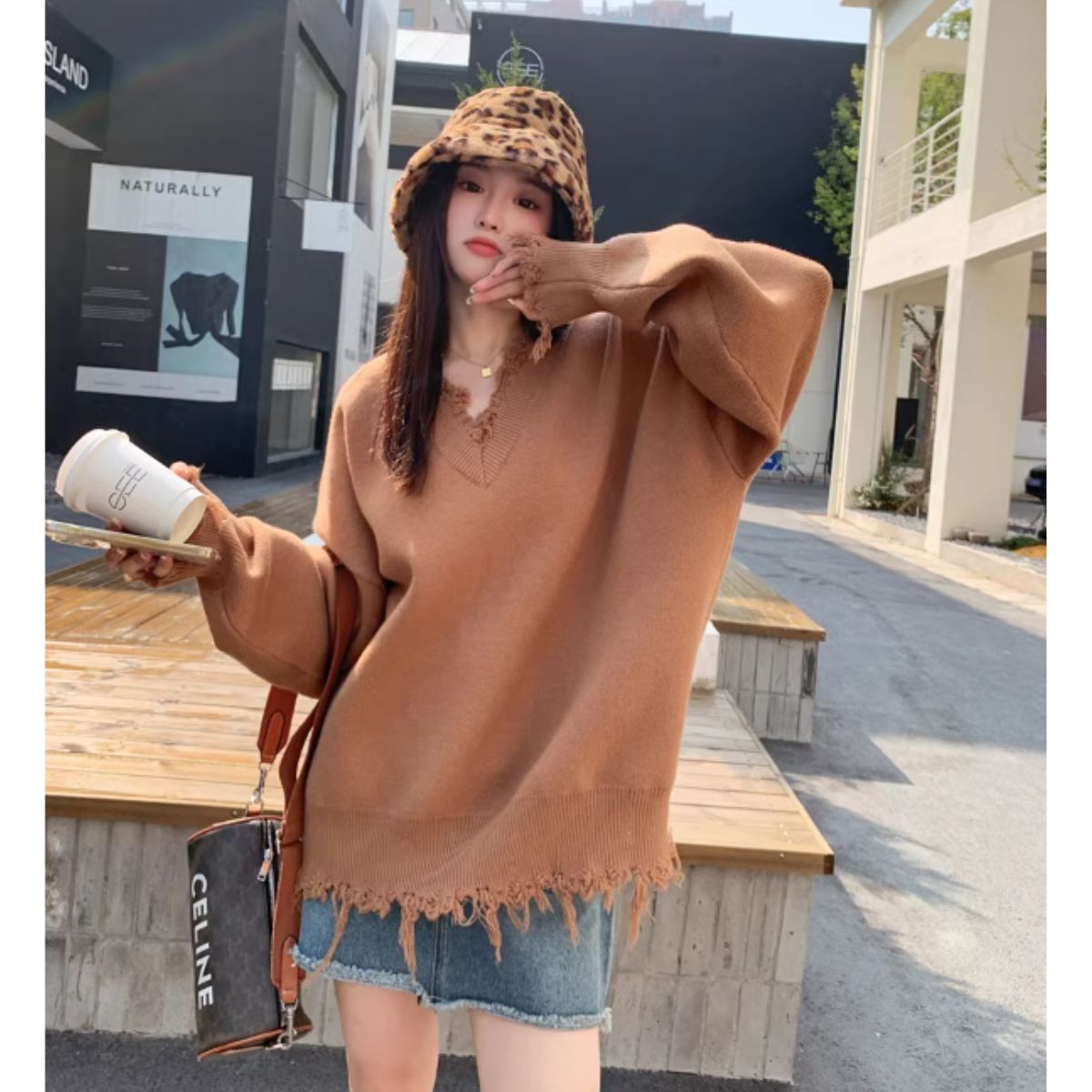 Knit/ダメージ加工Vネックニット ST/No.27814