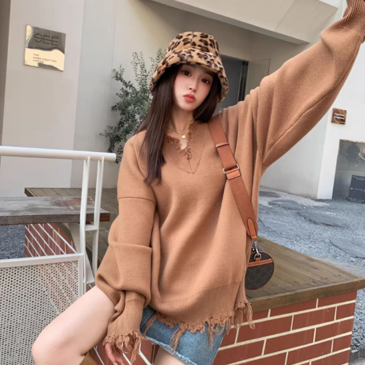 Knit/ダメージ加工Vネックニット ST/No.27814