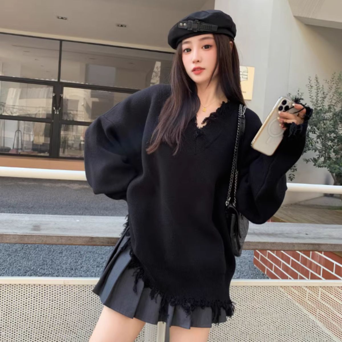 Knit/ダメージ加工Vネックニット ST/No.27814