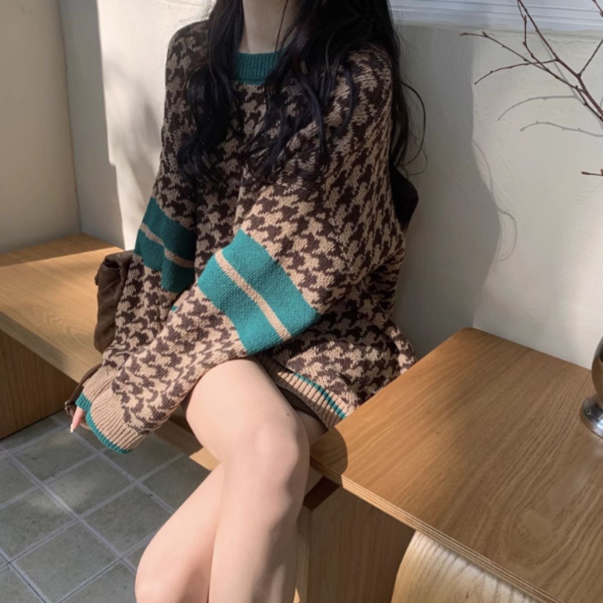 Knit/千鳥総柄ニットプルオーバー ST/No.27831