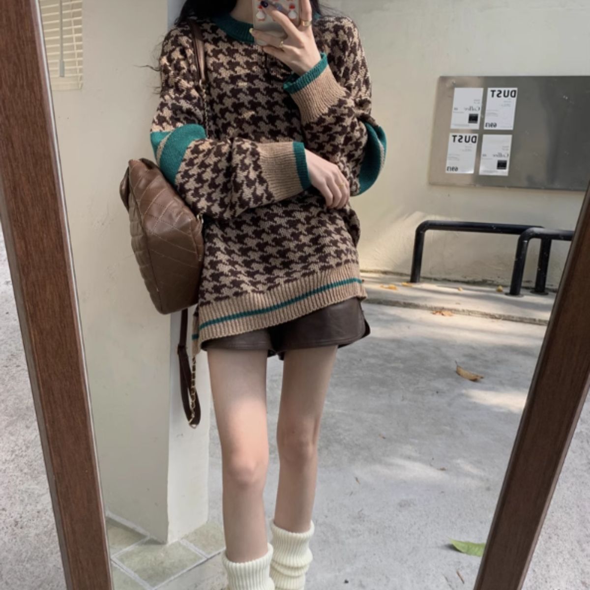 Knit/千鳥総柄ニットプルオーバー ST/No.27831
