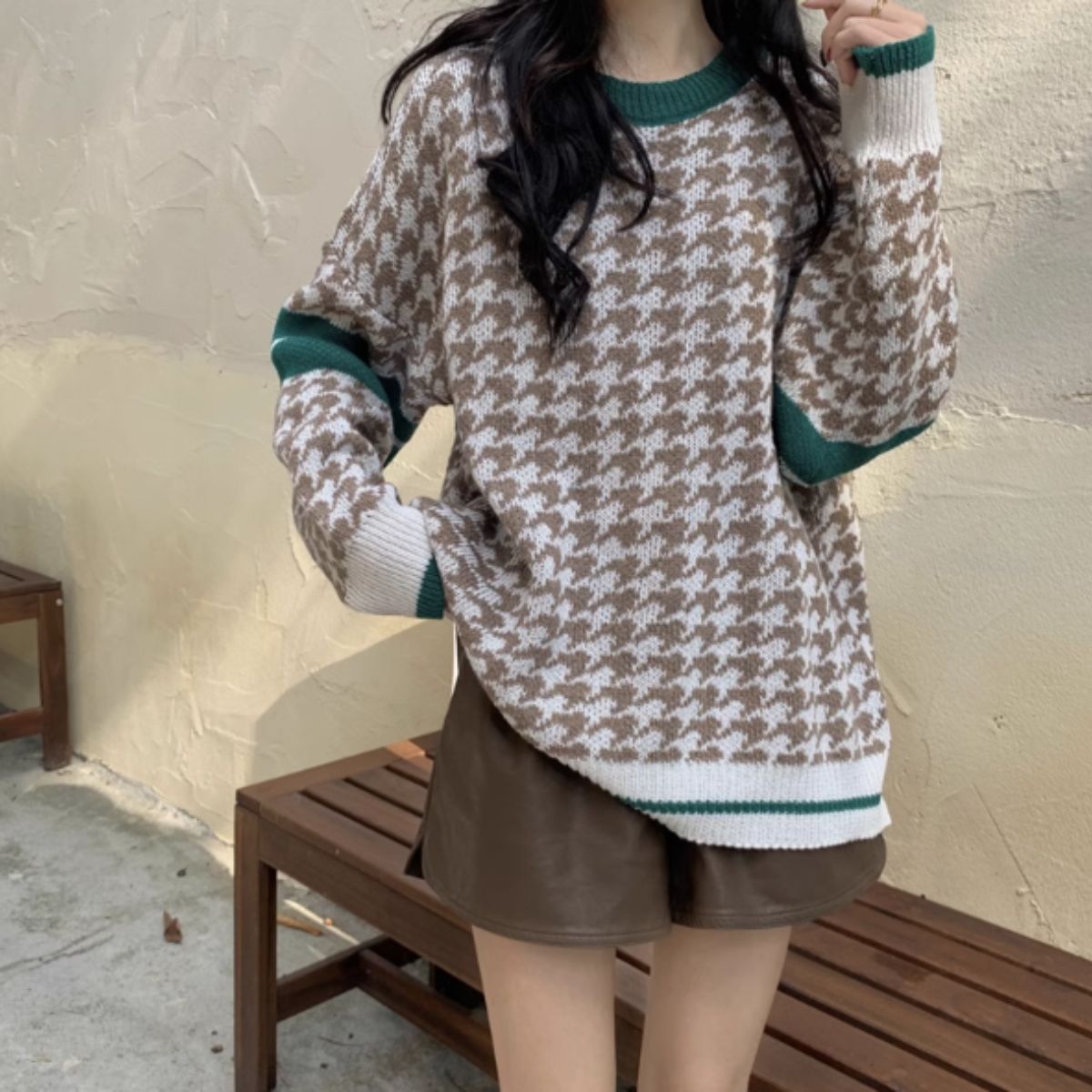 Knit/千鳥総柄ニットプルオーバー ST/No.27831