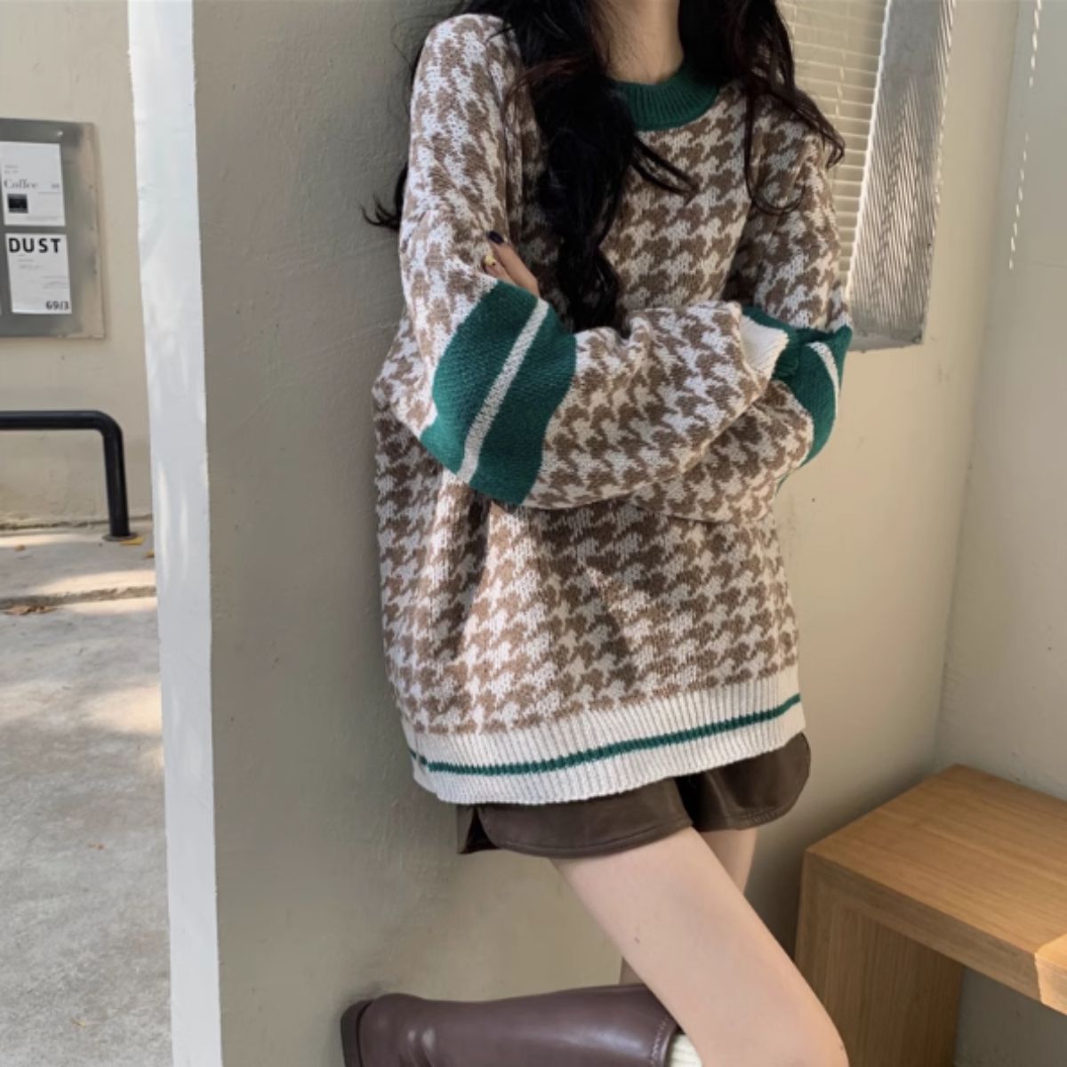 Knit/千鳥総柄ニットプルオーバー ST/No.27831