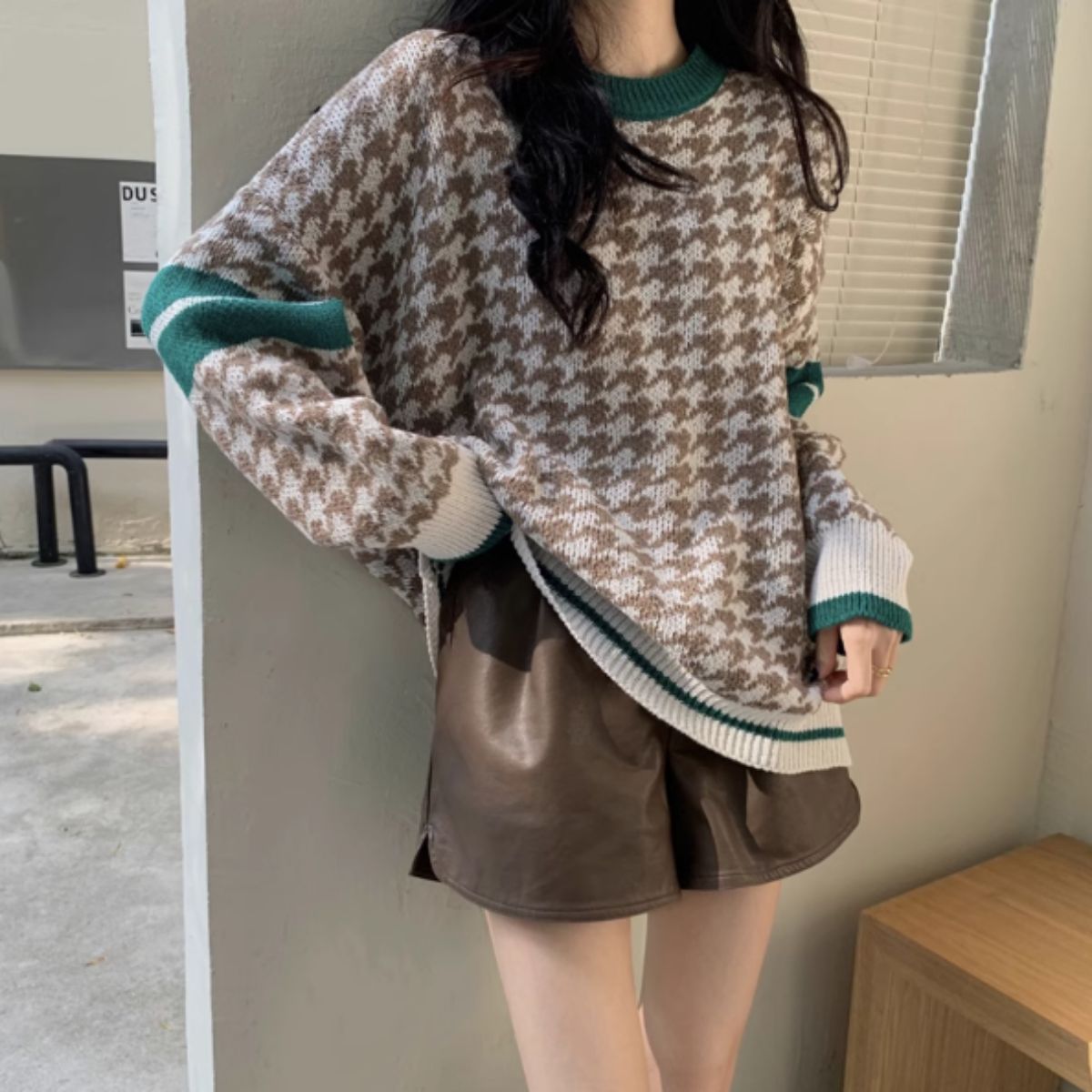Knit/千鳥総柄ニットプルオーバー ST/No.27831