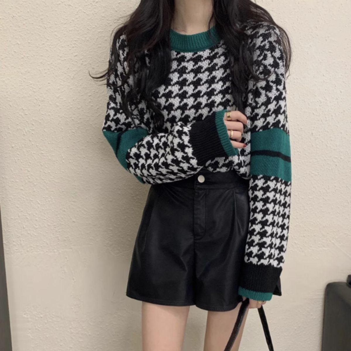 Knit/千鳥総柄ニットプルオーバー ST/No.27831