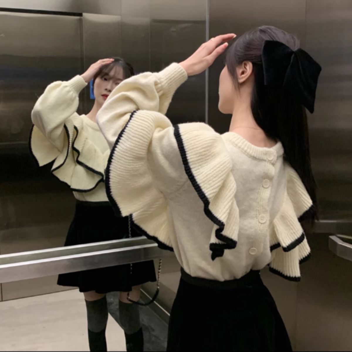 Knit/フリルニット2WAYトップス ST/No.27832