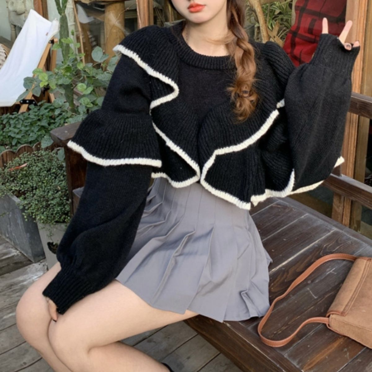 Knit/フリルニット2WAYトップス ST/No.27832